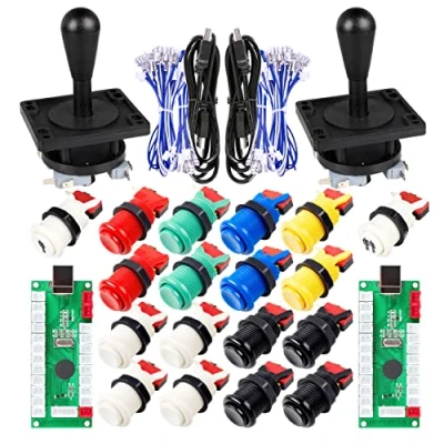 Imagen de Clásico juego de arcada bricolaje Parte Mame USB gabinete 2x Zero Delay codificador para juegos PC + 8 Camino Joystick 18x Arcade Push Button (incluyendo 1p / 2p teclas partida)