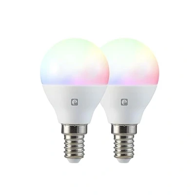 Imagen de Garza Smarthome Pack 2 Bombilla LED Inteligente Wifi Esférica G45 E14 5W (40W de Equivalencia) RGB+CCT, Intensidad regulable, Programable, Control por Voz y App (Alexa/Google Home), 2,4 GHz