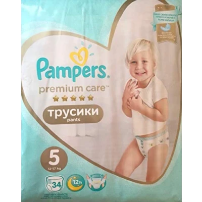 Imagen de 34 PAMPERS PREMIUM CARE PANTS GR. 5, 12 17 kg.
