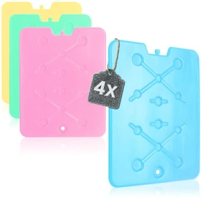 Imagen de com four® Paquete de refrigeración Extra Plano 4X: Ahorra Espacio y es Ideal para neveras portátiles Bolsas térmicas. Elemento Grande. Hielo. (04 Piezas Grandes)