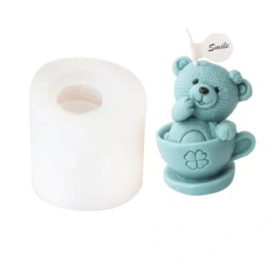 Imagen de JS MOLD molde de silicona para velas, diseño animales 3D, oso taza, forma elefante, jabón silicona, hacer jabones, decoración pasteles (oso)
