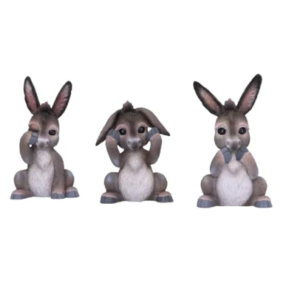 Imagen de Nemesis Now Three Wise Donkeys Trío de Figuras Burro (11 cm), Resina, Gris, mercancía Animal, fundida en la Mejor Pintada a Mano