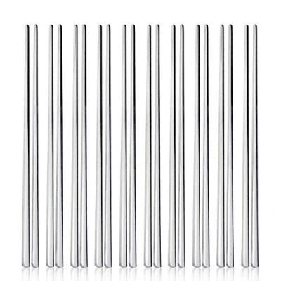 Imagen de 10 pares de palillos acero inoxidable YFWOOD reutilizables metal, coreanos, antideslizantes aptos para lavavajillas