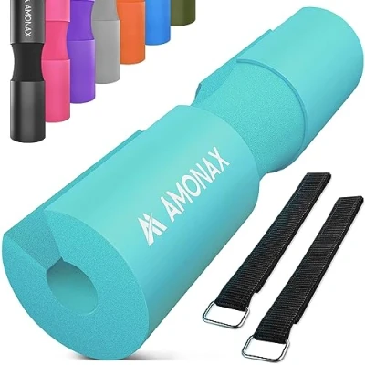 Imagen de Amonax Almohadilla barra gimnasio protector, Cuello y Hombros para Sentadillas Empuje de Cadera, ejercicios en casa el gimnasio, entrenamiento fuerza pesas (Turquesa)