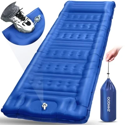 Imagen de ZHHGOO Colchon Hinchable Camping,Esterilla Camping con Bomba de Pie para Exteriores,Espesor Inflable Almohada,Senderismo,Playa,Camping
