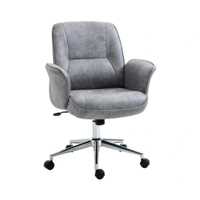 Imagen de Vinsetto Silla de Oficina Basculante Escritorio Giratoria Tapizado en Microfibra Altura Ajustable con Reposabrazos Respaldo Asiento Acolchado 67x69x92 102 cm Gris