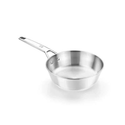 Imagen de BRA Signature Sartén honda 20 cm, Acero Inoxidable 18/10, Sin Antiadherente, Triple Fondo Difusor, Apto para todo tipo de Cocinas e Inducción
