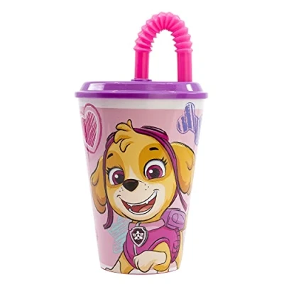 Imagen de Stor Vaso Infantil Reutilizable con Tapa y Pajita de 430 ml La Patrulla Canina Chicas