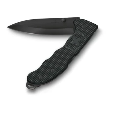 Imagen de Victorinox navaja suiza de bolsillo Hunter Evoke Alox, plegable outdoor, 4 funciones, incl. hoja 10 cm y perno pulgar extraíble, negro