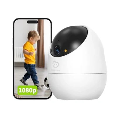 Imagen de Beans View cámara de Interior para Seguridad, visión Nocturna en Color, Vista 360, Wi Fi Mascotas/Perros/Gatos, 1080P, detección y Seguimiento Movimiento Humano (D210 2MP)