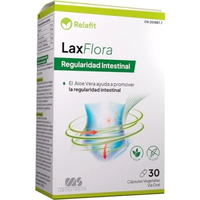 Imagen de Laxflora 30 Cápsulas Relafit Laboratorios MS Suministro para 1 mes Laxante con probióticos SIN aloína Tratamiento eficaz contra el estreñimiento y acelera la digestión Vegano
