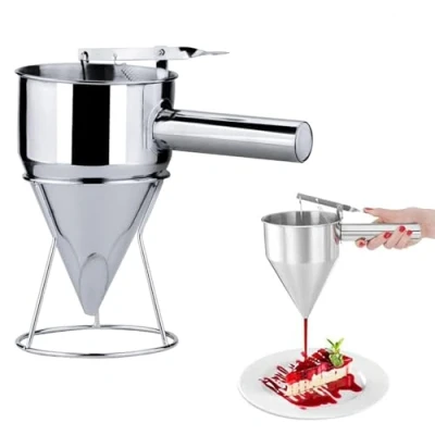 Imagen de DEWIN Embudo para Hornear de Acero Inoxidable, Postres Pasteles Herramientas Cocina con Rejilla La Casera Uso en Panadería