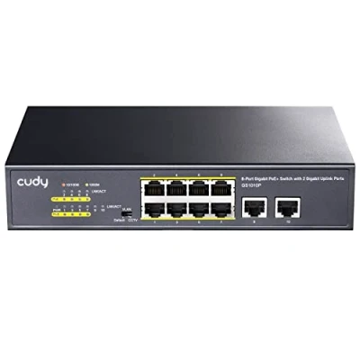 Imagen de Cudy GS1010P Conmutador PoE+, enchufar y Listo, no gestionado, 8+2 Puertos, Gigabit Ethernet,120 W, 8 x 10/100/1000 Mbit/s, Puertos Modo CCTV/VLAN, 802.3af/ 802.3at