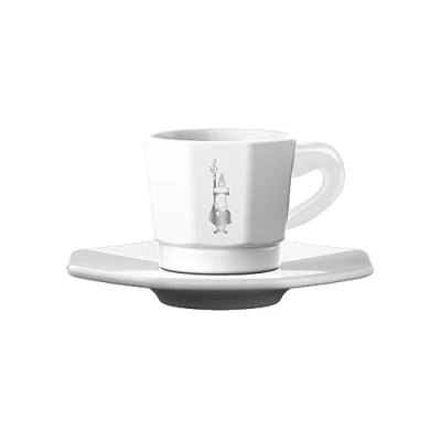 Imagen de Bialetti Set 4 8 Faces Cups Total, Porcelain, White and Silver