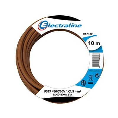 Imagen de Electraline 13081 Cable unipolar FS17, sección 1 x 1.5 mm², Marrón, 10 m