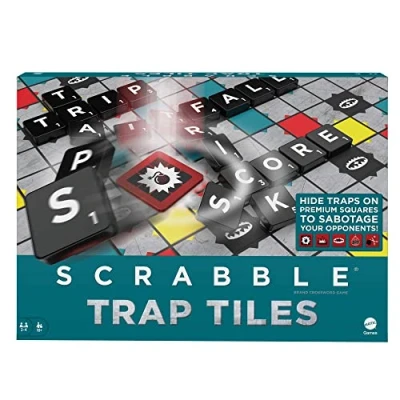 Imagen de Mattel Games HLM17 Scrabble Fallen Gefahr (versión Alemana), Juego de Mesa crucigramas, Familiar para Adultos y niños a Partir 10 años