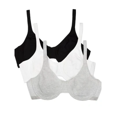 Imagen de Fruit of the Loom Cotton Stretch Extreme Comfort Bra Sujetador para Camiseta, Negro/Blanco/Gris Heather, 100E (Pack de 3) Mujer