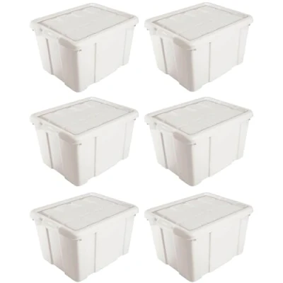 Imagen de AC Pack de 6 Cajas Almacenamiento Fabricado en plástico Contenedor para almacenar Juguetes, Libros, Ropa, Mantas N.º 1 (Marfil) 21 x 39,6 29,6 cm 16 Litros