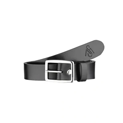 Imagen de Merry Style Cinturón de Cuero para Mujer D41 (Negro 1/Hebilla Rectangular, 85 cm (Largo total 104 cm))