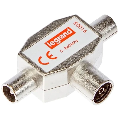 Imagen de Legrand LEG91005 Divisor para señal de TV (1 hembra entrada, 2 machos salida, 9,52 mm diámetro)