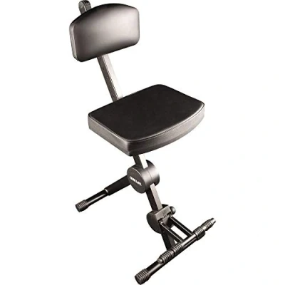 Imagen de QUIK LOK DX/749 Taburete con respaldo y reposapiés para músicos, estructura plegable ajustable en altura, máximo confort comodidad, color negro