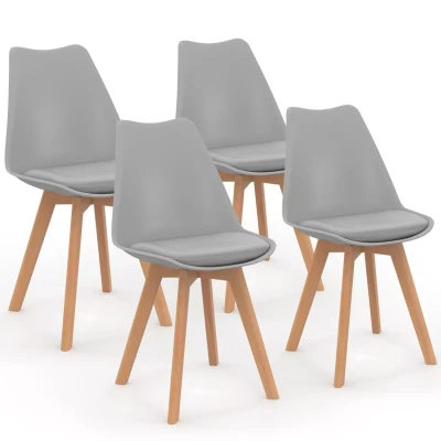 Imagen de IDMarket Juego de 4 sillas escandinavas SARA gris claro para comedor