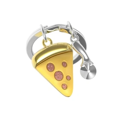 Imagen de Metalmorphose llavero de pizza con divertido, comida y gastronomía, accesorio original, regalo para hombre, mujer, amarillo, talla única
