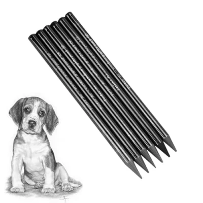 Imagen de Juego de 6 lápices grafito negro sin madera HB 2B 4B 6B 8B EE profesionales para dibujar, escribir, sombrear, colorear regalo artistas, estudiantes principiantes