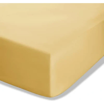 Imagen de Catherine Lansfield Sábana Bajera Ajustable de percal Peinado fácil Planchado, tamaño Super King, Color Amarillo Ocre