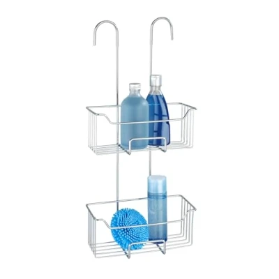 Imagen de Wenko estante de ducha termostático Milo acero inoxidable, 2 niveles, para colgar, brillante, 25 x 55 14 cm