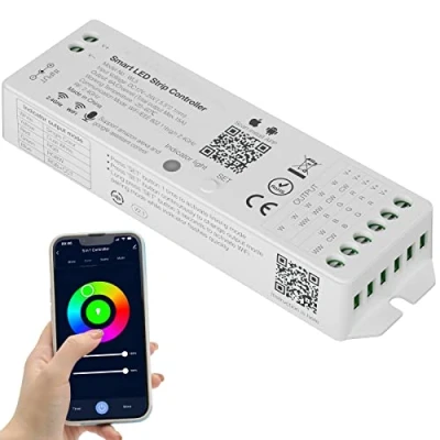Imagen de PAUTIX WiFi 5 en 1 controlador regulable para tira de LED monocromática CCT RGB RGBW RGBCCT compatible con la aplicación Tuya/Smart Life/Alexa/Google Home Control luz DC12 24V (sin batería)