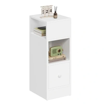 Imagen de EUGAD Mesita de Noche con 2 Compartimentos y 1 Cajón, 25x30x66 cm, Mesilla Estrecha Dormitorio, Estilo Moderno, Auxiliar Alta Madera, Roble Claro, 0192ZZ