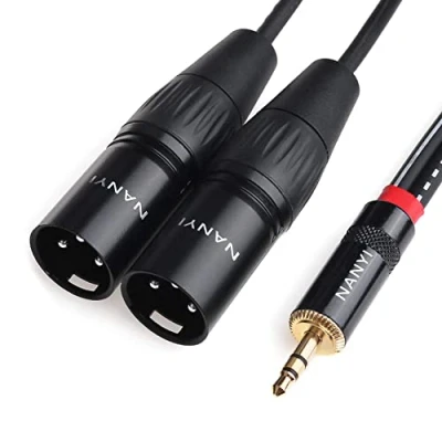 Imagen de NANYI XLR Cables divisores macho de 3,5 mm, TRS estéreo a dos Cable micrófono audio interconexión macho, adaptador divisor Y (0,5 metros / 1.6 pies)