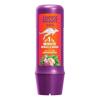 Imagen de Aussie SOS 1 Minute Miracle All In One Repair Rescue Mascarilla 250ml Ayuda A Reparar Y Nutrir El Pelo Seco Dañado, Dejándolo Suave, Liso, Hidratado Durante 100 Horas. Fórmula Vegana