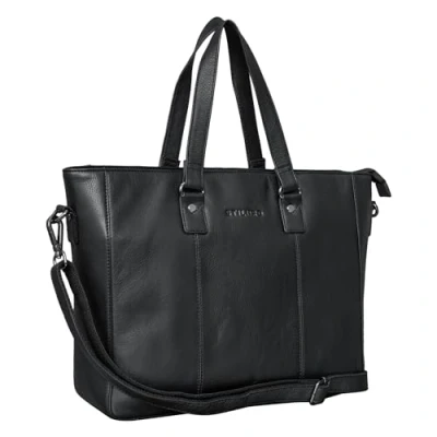 Imagen de STILORD &#039;Emmeline&#039; Bolsa Shopper Grande Mujer Bolso Business Elegante Bandolera de Mano para Portátil 13,3 Pulgadas Piel Auténtica, Color:Negro