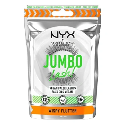 Imagen de NYX Professional Makeup Jumbo Lashes Wispy Flutter, Pestañas postizas, hasta 12H duración, Bandas invisibles, Reutilizables x15, veganas