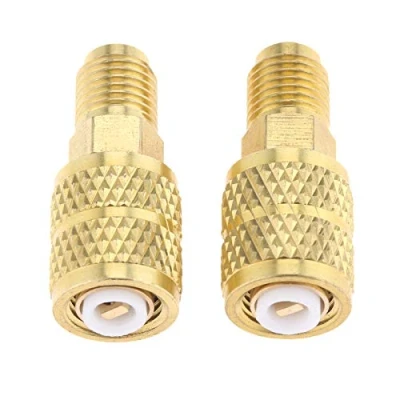 Imagen de gohantee 2 adaptadores giratorios rectos R410A, SAE hembra de 5/16 pulgadas x 1/4 macho R410A adaptador aire acondicionado para sistema mini split A/C, HVAC y servicio refrigeración