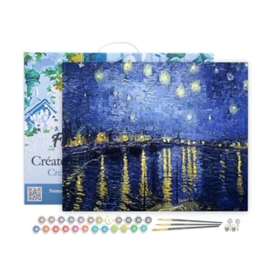 Imagen de Figured&#039;Art Pintar por Numeros Adultos con marco Rio Bajo Las Estrellas Manualidades pintura acrilica Kit Cuadro DIY completo 40x50cm bastidor montado
