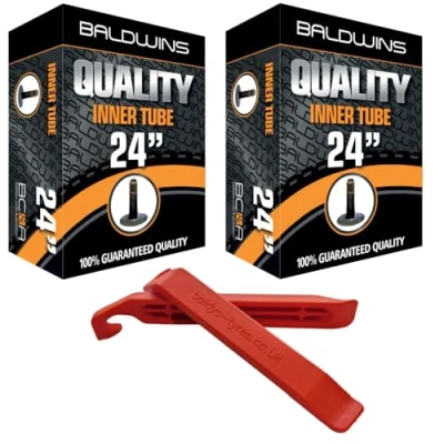 Imagen de Par de tubos interiores bicicleta Baldwins 24 pulgadas x 1.75 a 2.125 (se adapta cualquier válvula tipo Schrader/coche 1.75, 1.85, 1.90, 1.95, 2.0, 2.10, 2.125) (paquete 2)