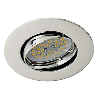 Imagen de wonderlamp 1 Unidad Foco empotrable Basic techo Redondo, incluye Portalámparas GU10, Diámetro de 8,5 x 1,5 cm. Ojo buey basculante 30, Cromo