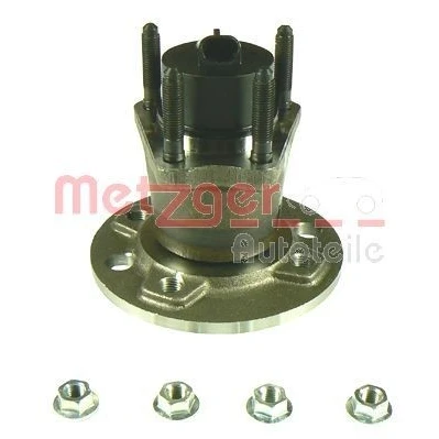 Imagen de METZGER WM 877 Juego de cojinete rueda Eje trasero izquierda, trasero, derecha con buje rueda, sensor ABS incorporado