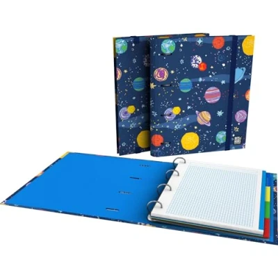Imagen de Grafoplás Carpesano 4 Anillas a4 Space Bits&amp;Bobs Pop Up Desing Incluye Recambio Cuadricula 5x5 Borde Color 90g Separadores Sobre Transparente Lomo Curvo Ergonómico Carpebook