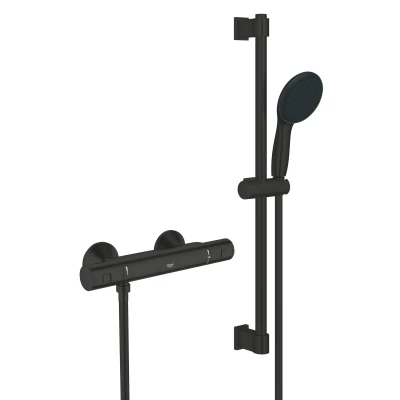 Imagen de Grohe Conjunto de ducha termostático Precision Start 1/2&quot;, 1 chorro, Negro Mate, 345972431