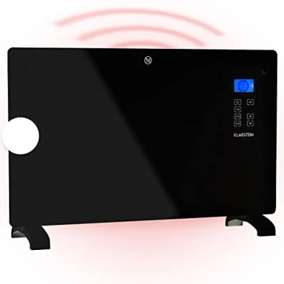 Imagen de Klarstein Norderney calefactor convector, bajo consumo, IP24, Termostato, Sensor temperatura, radiador electrico Pantalla LCD, Control táctil, 2000 W, Negro
