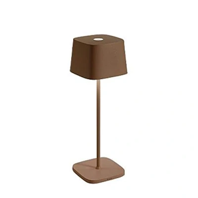 Imagen de Zafferano, Lámpara Ofelia, de Mesa Recargable e Inalámbrica con Control Táctil, También Adecuada como Exterior, Atenuador, 2700 3000 K, Altura 29 cm, Color Corten