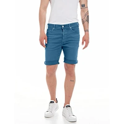 Imagen de REPLAY Rbj.901 Short Pantalones Cortos de Jean, 958 Slate Blue, 31W para Hombre