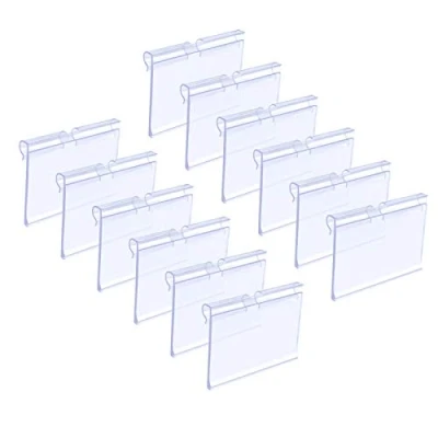 Imagen de Matogle 70 pcs Porta Precios Transparente Soportes de Etiqueta Precio Claro para Exhibición Titular Tarjeta Nombre Colgar en Estante Alambre Tiendas Mercería Oficina (1)
