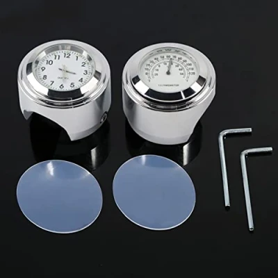 Imagen de Akozon Reloj para Manillar de Motocicleta, 7/8 &quot;1&quot; Soporte Motocicleta Dial y termómetro