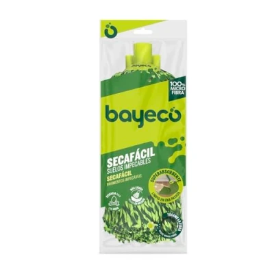 Imagen de Bayeco Fregona Secafácil Hilos 100% Microfibra Absorción y Limpieza Superior Ligera Incluso mojada Más Resistencia Durabilidad Verde 1 Unidad