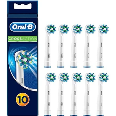 Imagen de Oral B CrossAction Recambio para cepillo de dientes eléctrico recargable, cabezal redondeado limpiar diente por dient (pack 10 unidades)